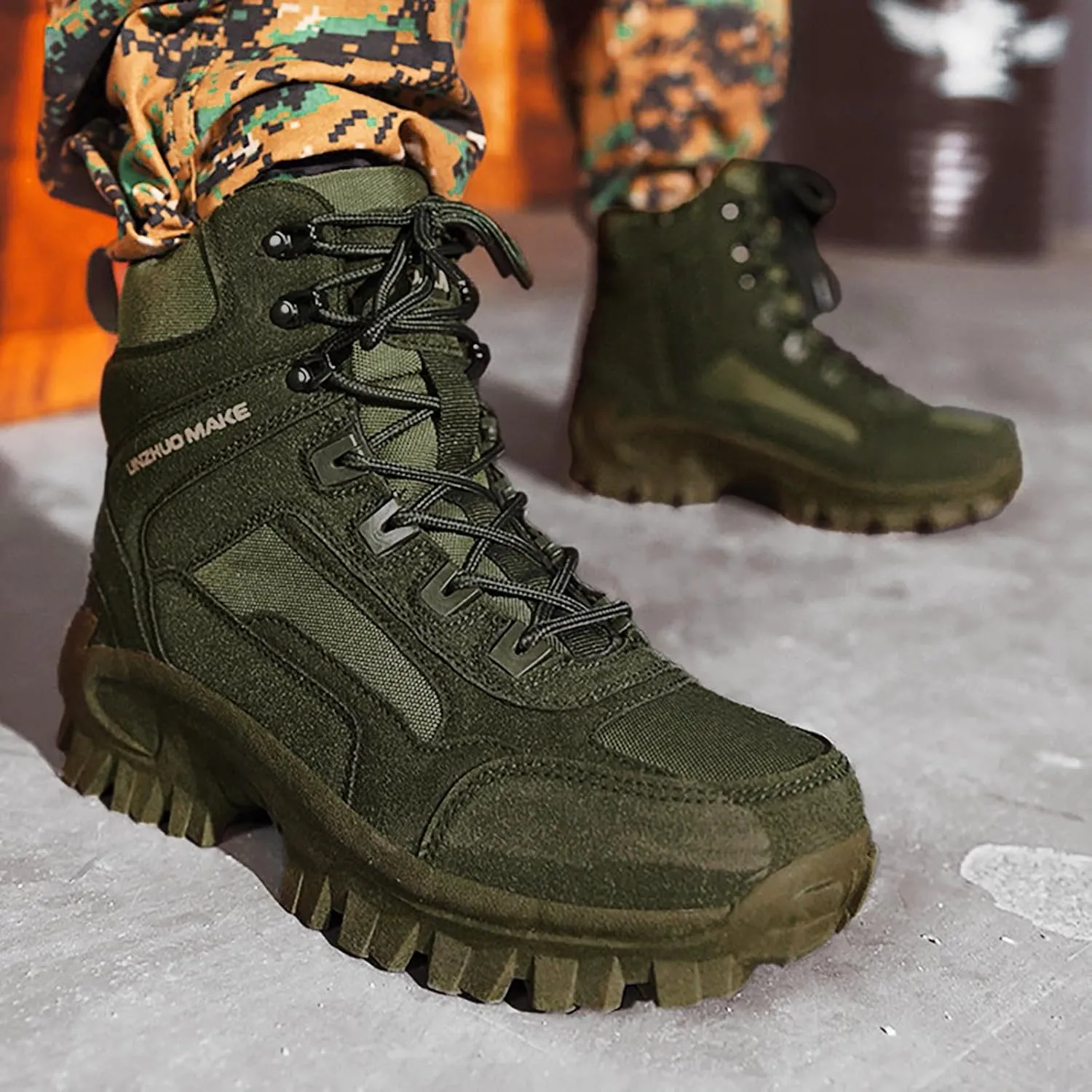 Men Water Proof Hiking and Camping Boots Comfortable and Breathable Side Zipper Non Slip Durable All Weather Boots Men