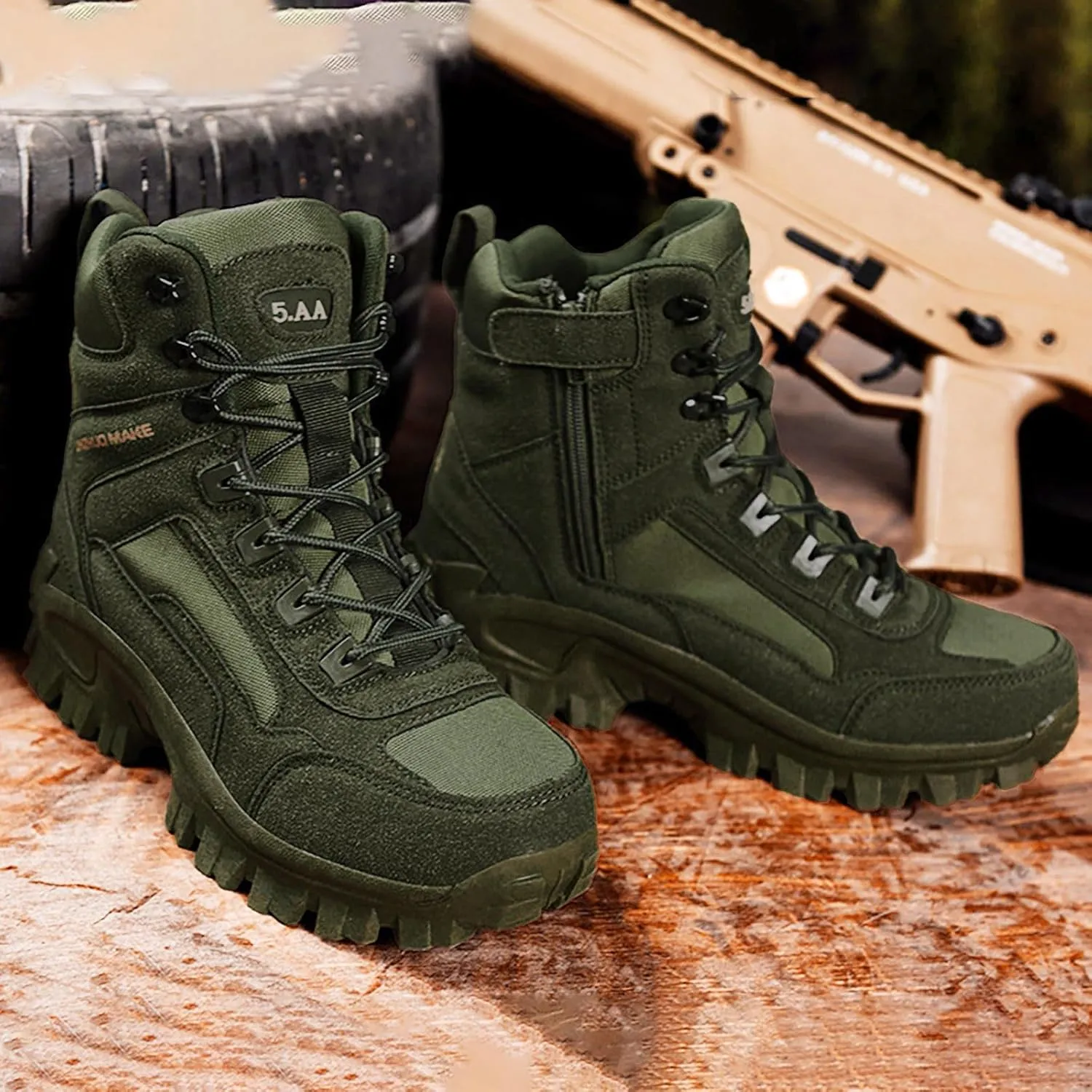 Men Water Proof Hiking and Camping Boots Comfortable and Breathable Side Zipper Non Slip Durable All Weather Boots Men