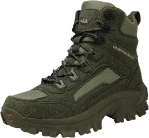 Men Water Proof Hiking and Camping Boots Comfortable and Breathable Side Zipper Non Slip Durable All Weather Boots Men