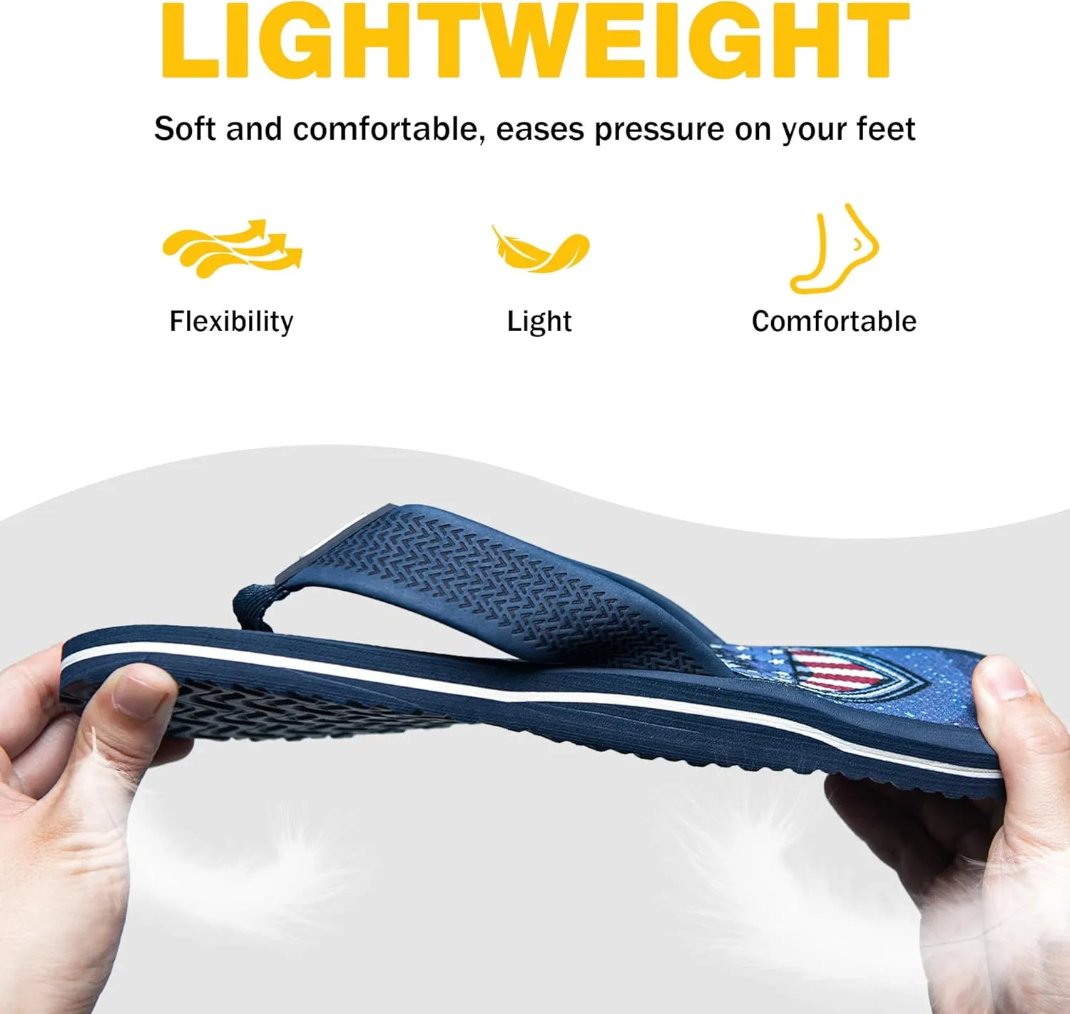 Men's Flip Flops & Sandals with Arch Support - Non-Slip Textured Sole,Waterproof for Beach