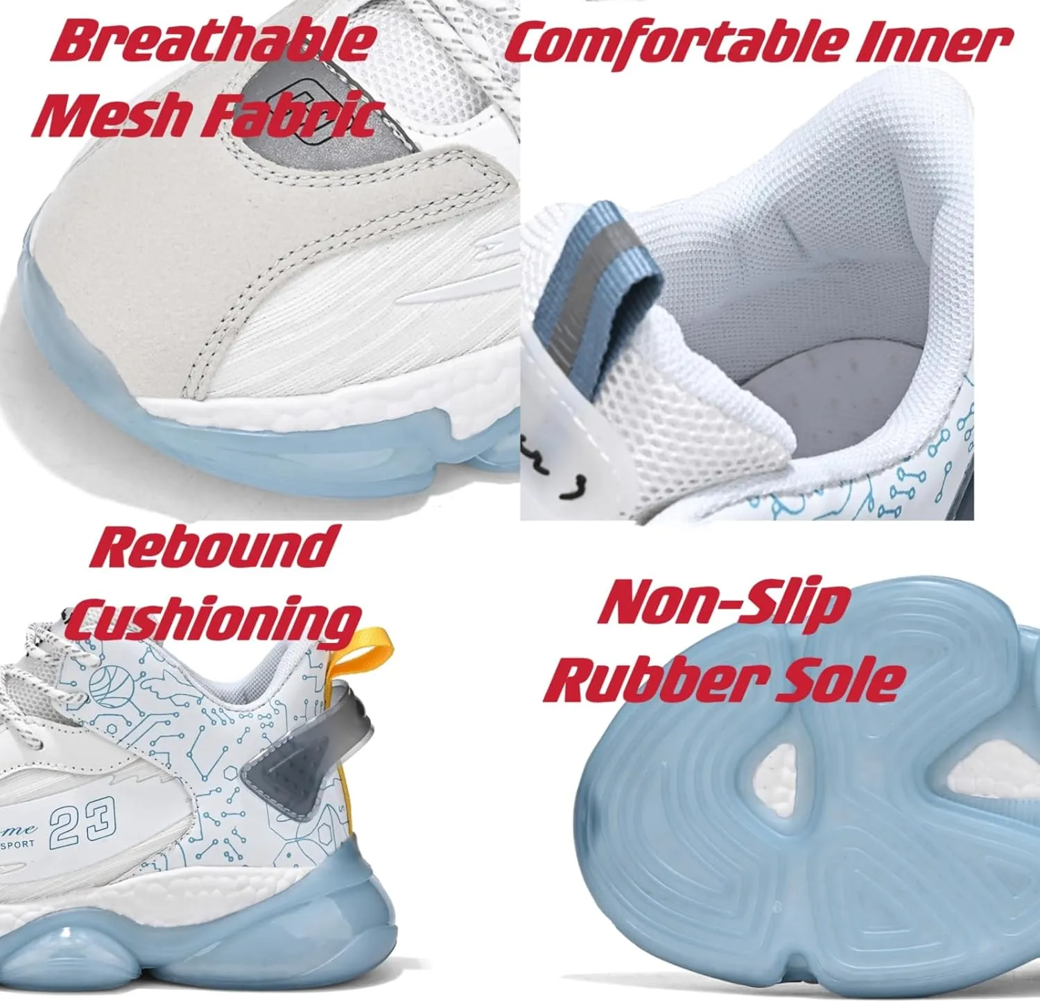 Mens Lace Up High Top Fashion Sneakers Lightweight Non-Slip Soft Sole Basketball Shoes for Tennis Running Walking Training
