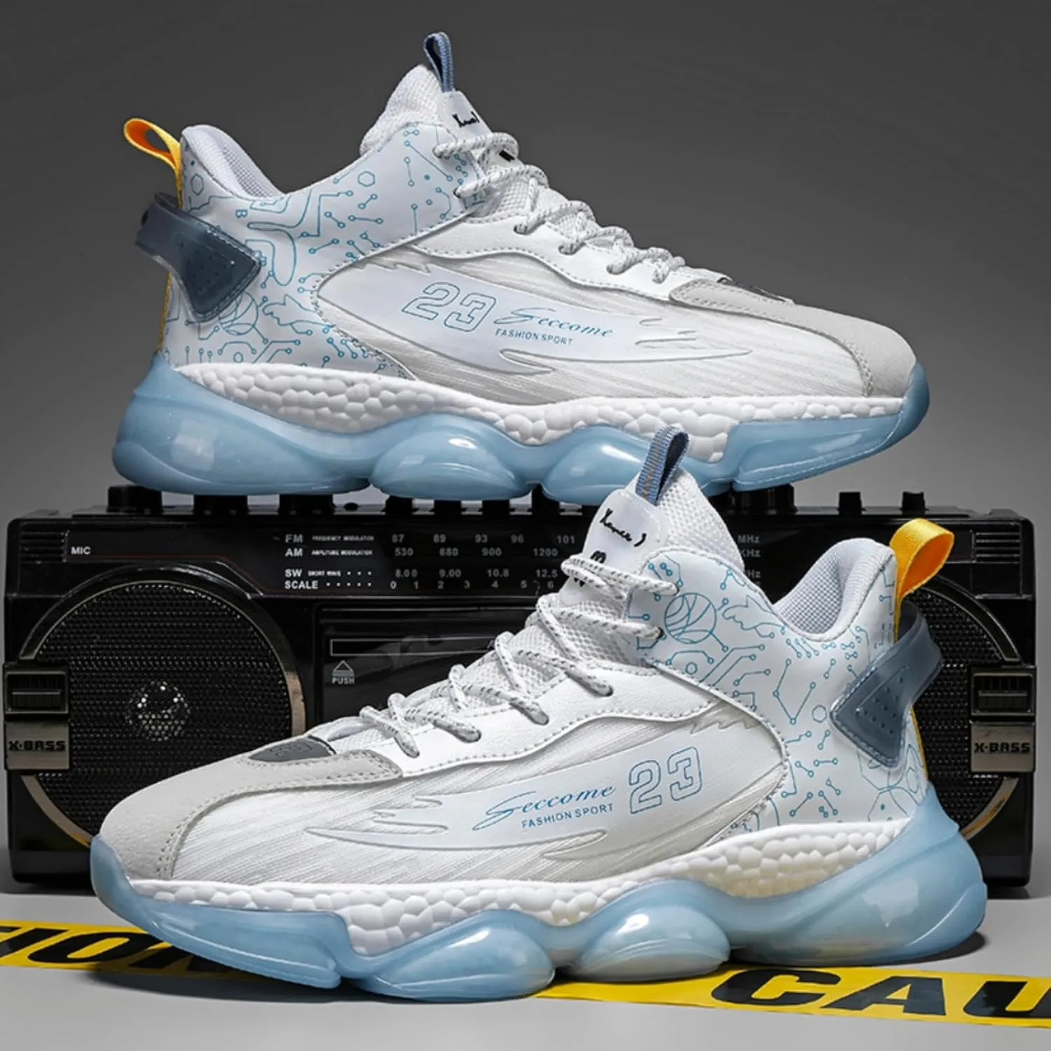 Mens Lace Up High Top Fashion Sneakers Lightweight Non-Slip Soft Sole Basketball Shoes for Tennis Running Walking Training
