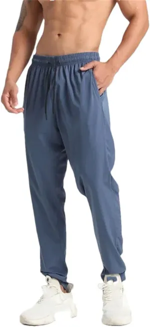 Men's Loose Fit Quick-Dry Jogging Pants with Elastic Waist Full-Length Gym Running Training Trousers