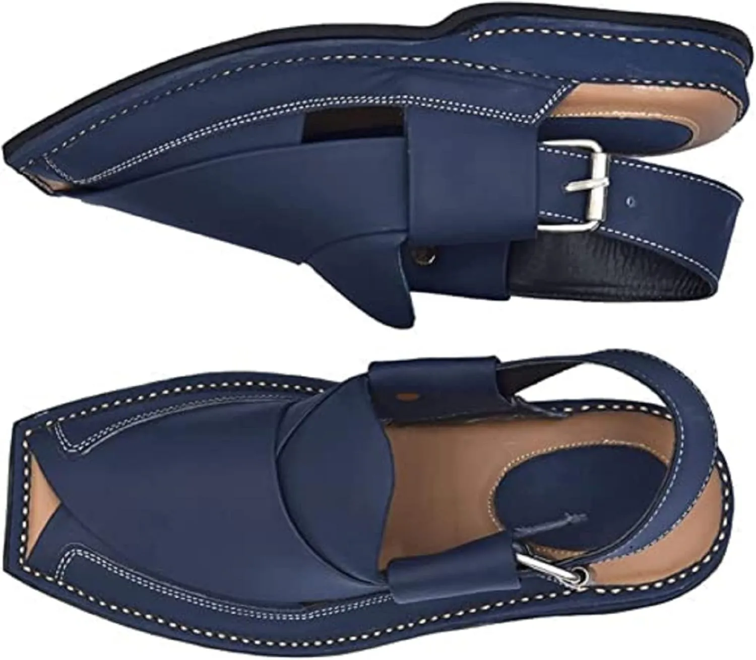 Men's Peshawari Chappal Traditional Handmade Leather Sandal Kaptan Chappal - Flip Flop Double Sole Casual Comfort Shoes