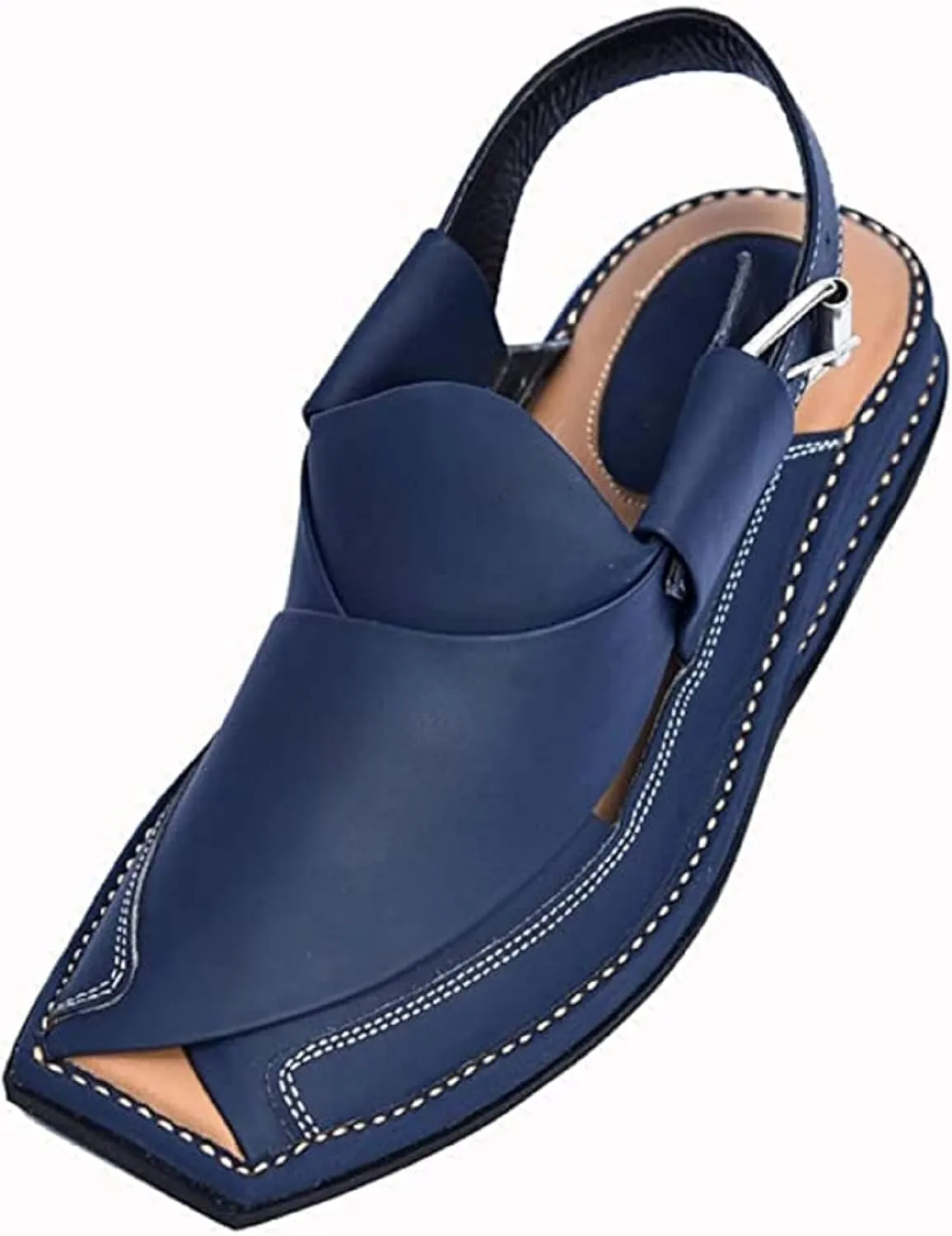 Men's Peshawari Chappal Traditional Handmade Leather Sandal Kaptan Chappal - Flip Flop Double Sole Casual Comfort Shoes