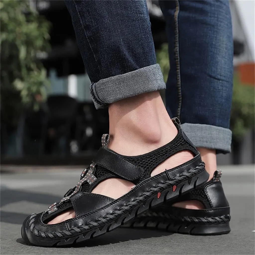 Men's Sandals Outdoor Non-slip Men's Beach Sandals Handmade Genuine Leather Men's Shoes Men Sneakers(39)