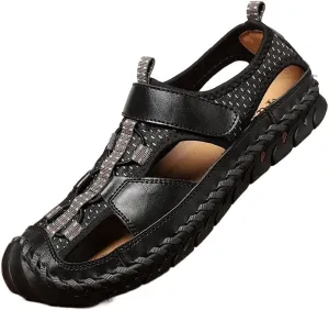 Men's Sandals Outdoor Non-slip Men's Beach Sandals Handmade Genuine Leather Men's Shoes Men Sneakers(39)