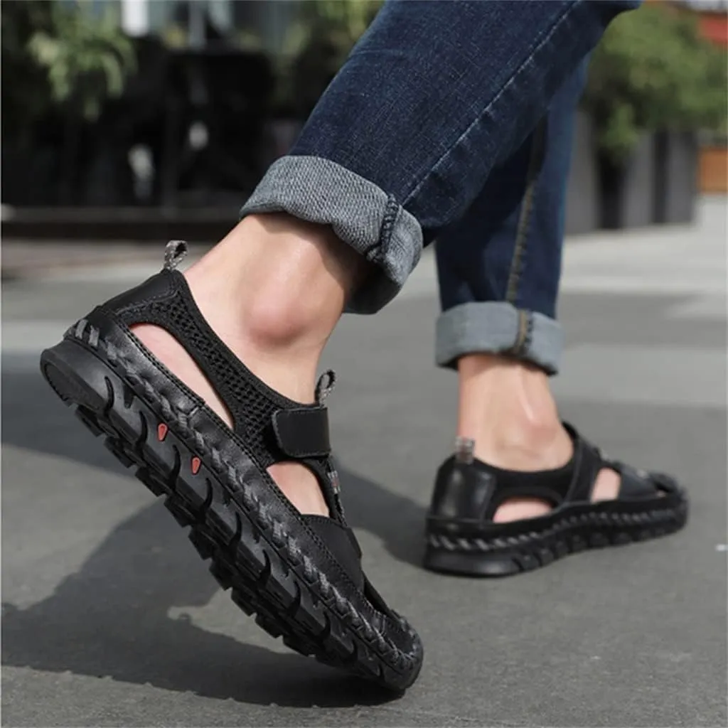 Men's Sandals Outdoor Non-slip Men's Beach Sandals Handmade Genuine Leather Men's Shoes Men Sneakers(39)