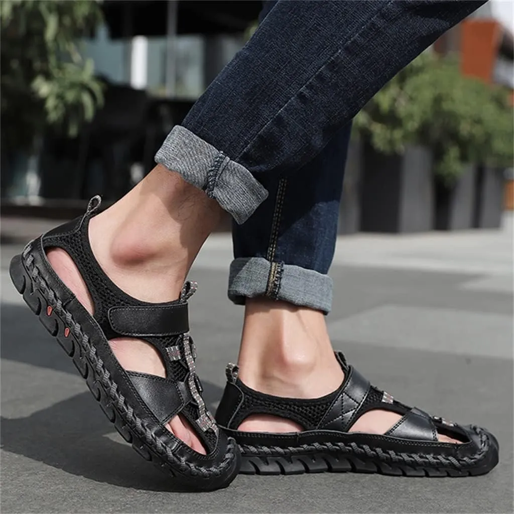 Men's Sandals Outdoor Non-slip Men's Beach Sandals Handmade Genuine Leather Men's Shoes Men Sneakers(39)