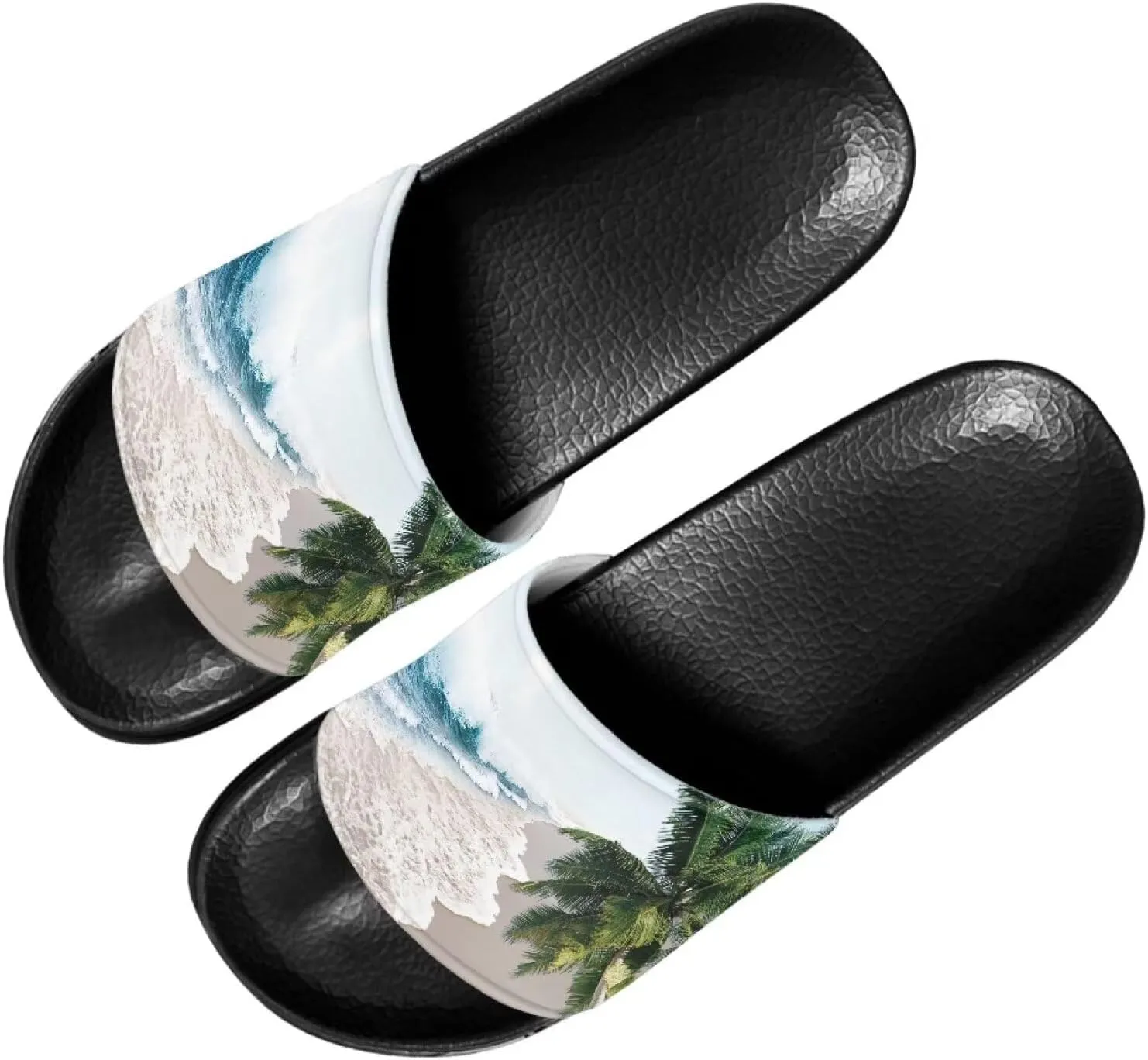 Men's Sandals Slides Non-Slip Slippers Casual Black Sole Summer Shoes for College Dorm Gym Beach