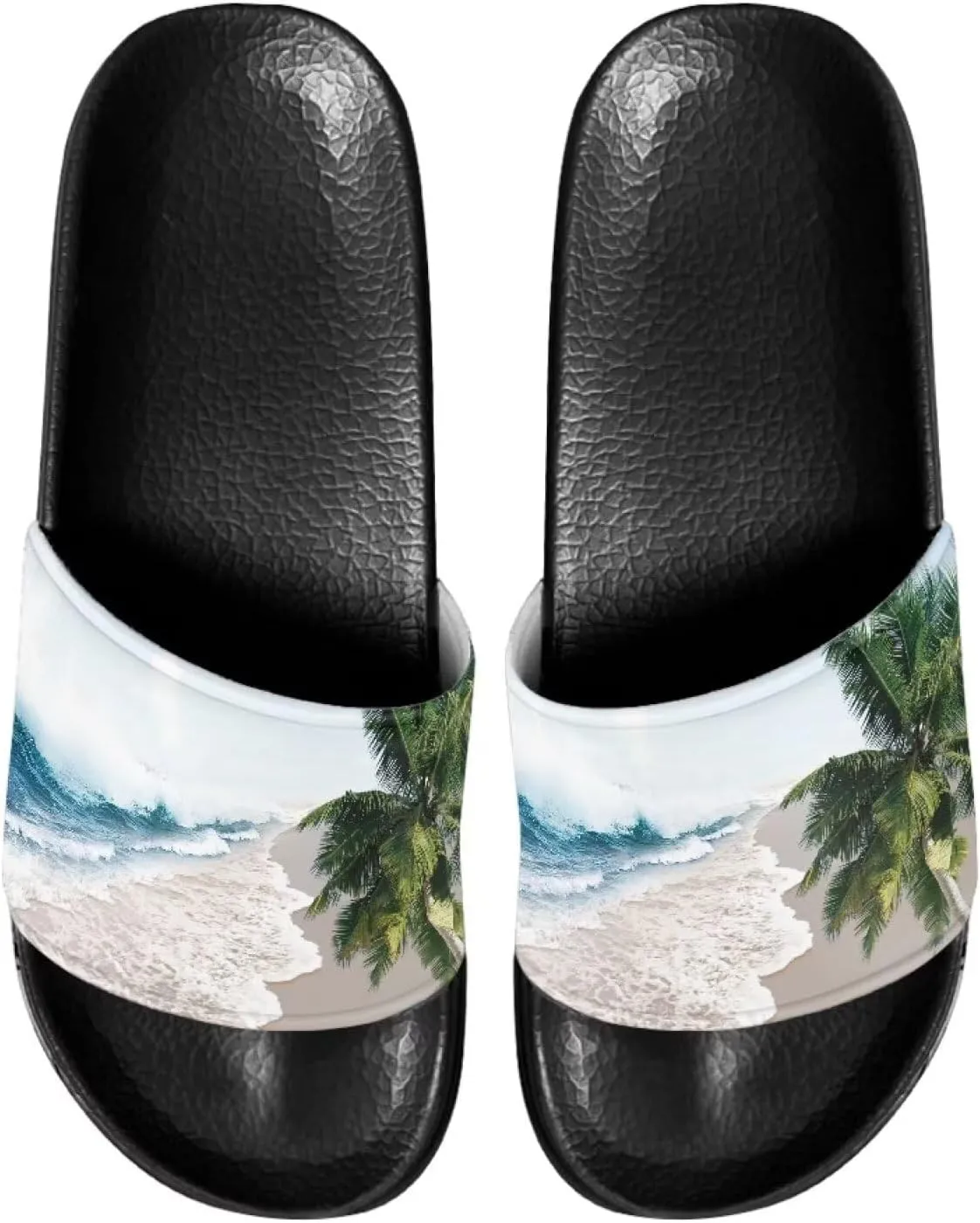 Men's Sandals Slides Non-Slip Slippers Casual Black Sole Summer Shoes for College Dorm Gym Beach