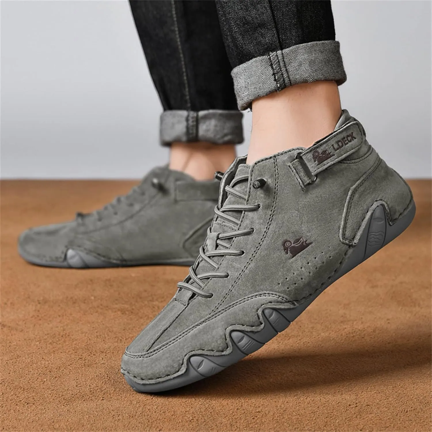 Mens Shoes High Top Lace Up Hook Loop Sport Shoes Casual Mens Plus Size Ankle Boots Hiking Boots
