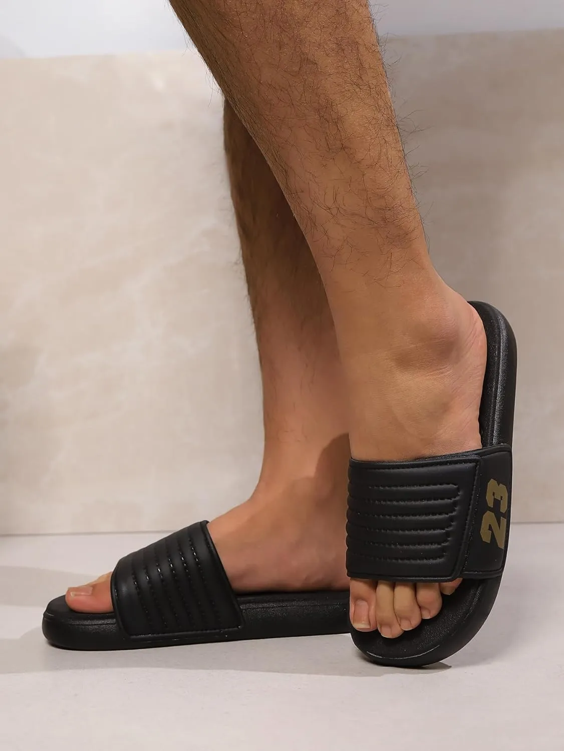 Men's Sport Slide Sandals, Flexible Midsole, Casual Beach Slides