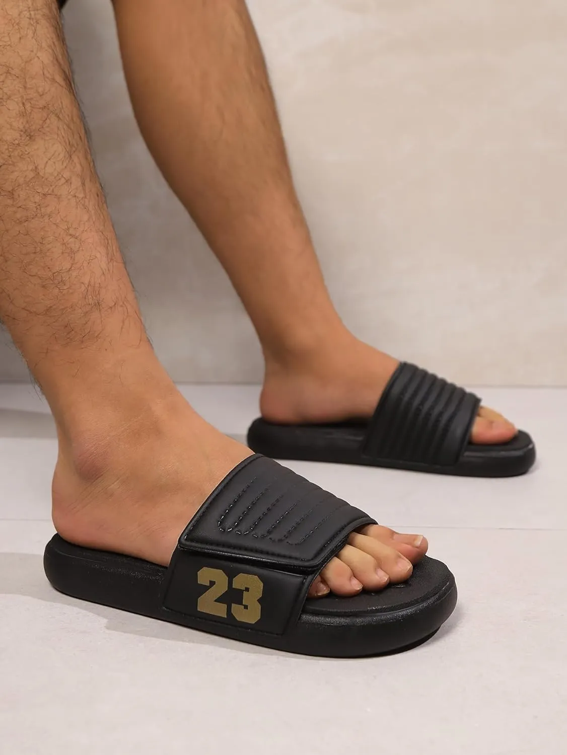 Men's Sport Slide Sandals, Flexible Midsole, Casual Beach Slides