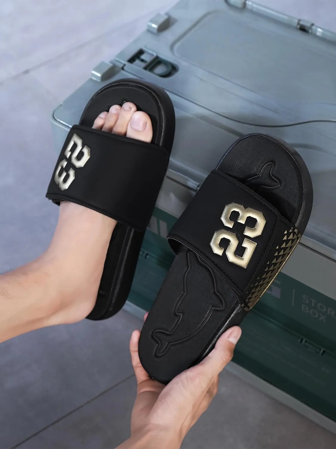 Men's Sport Slide Sandals, Flexible Midsole, Casual Beach Slides