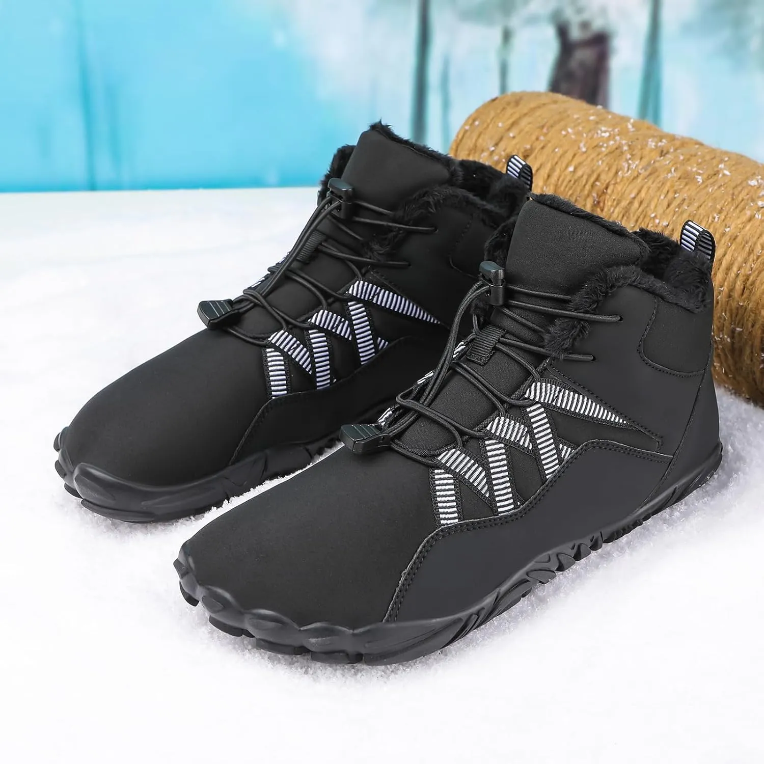 Mens Womens Barefoot Minimalist Shoes Winter Boots Zero Drop Sole Trail Running Sneakers Snow Wide Toe Box Barefoot Boots Unisex