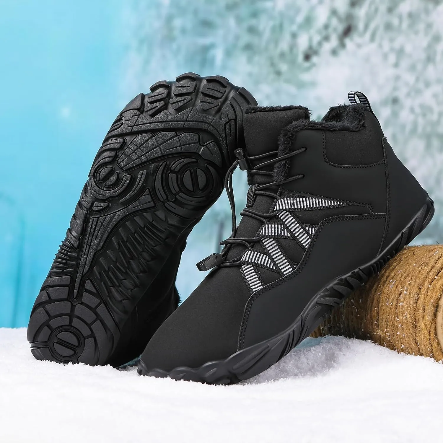 Mens Womens Barefoot Minimalist Shoes Winter Boots Zero Drop Sole Trail Running Sneakers Snow Wide Toe Box Barefoot Boots Unisex