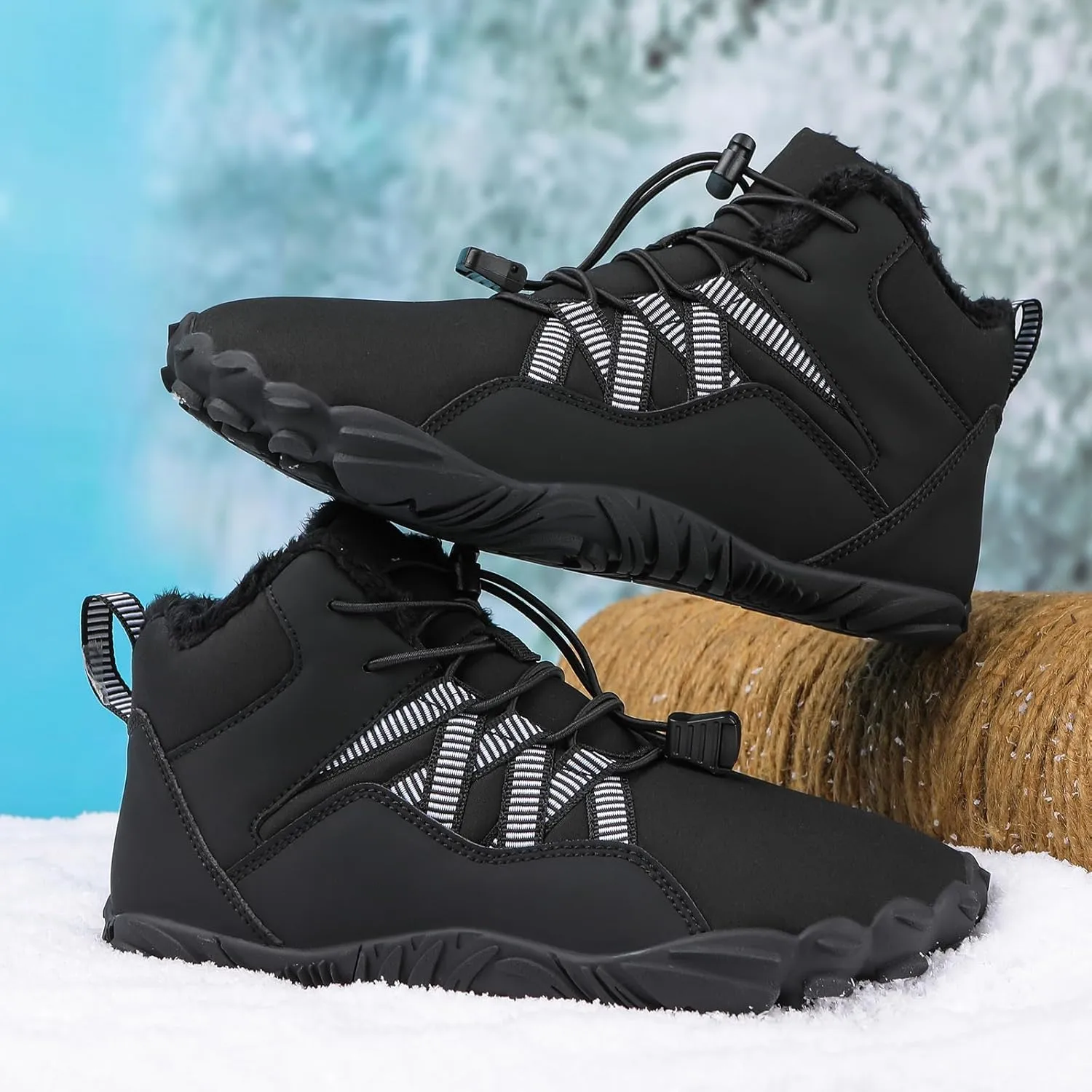 Mens Womens Barefoot Minimalist Shoes Winter Boots Zero Drop Sole Trail Running Sneakers Snow Wide Toe Box Barefoot Boots Unisex