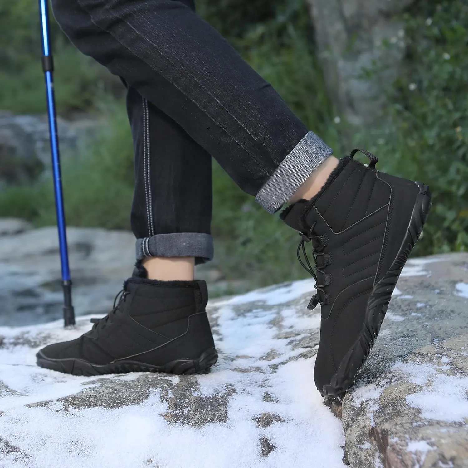 Mens Womens Barefoot Minimalist Shoes Winter Boots Zero Drop Sole Trail Running Sneakers Snow Wide Toe Box Barefoot Boots Unisex