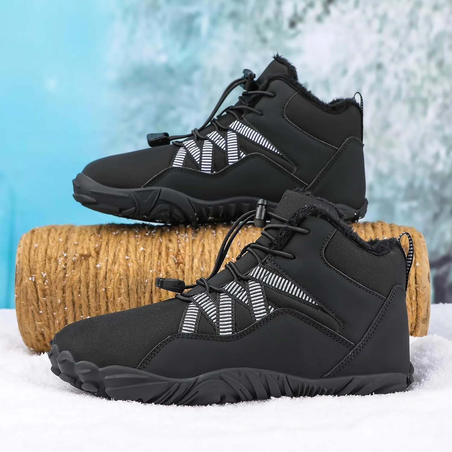 Mens Womens Barefoot Minimalist Shoes Winter Boots Zero Drop Sole Trail Running Sneakers Snow Wide Toe Box Barefoot Boots Unisex