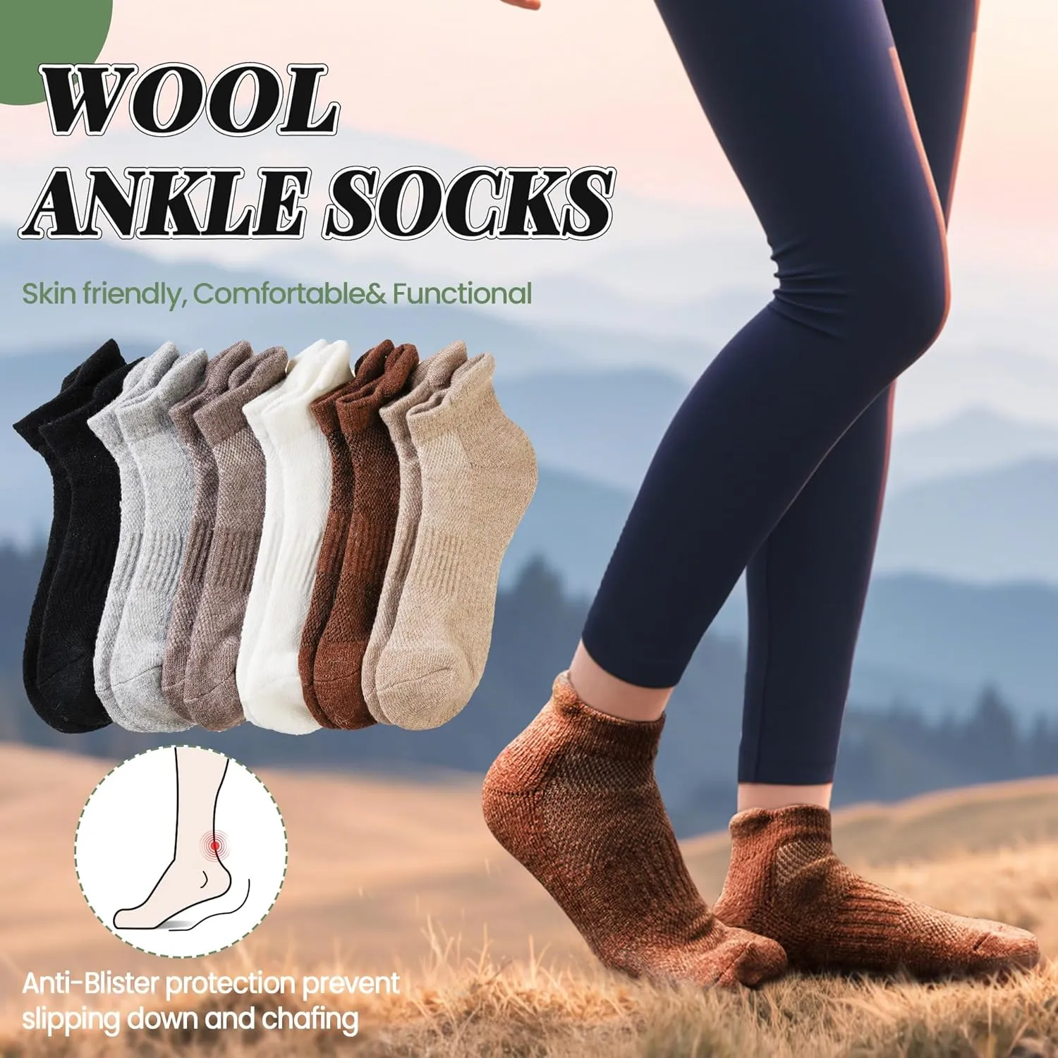 Merino Wool Ankle Hiking Socks For Men & Women No Show Running Athletic Support Thick Cushioned Breathable Socks 6 Pairs