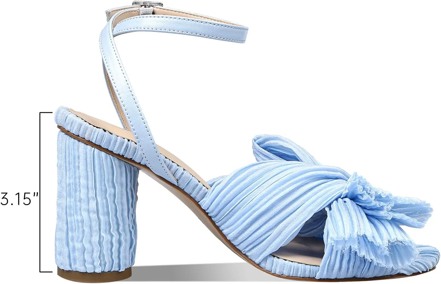 MICIFA Women's Bow Knot Heeled Sandals Open Toe High Block Ankle Strap Chunky Heels Bride Wedding Shoes