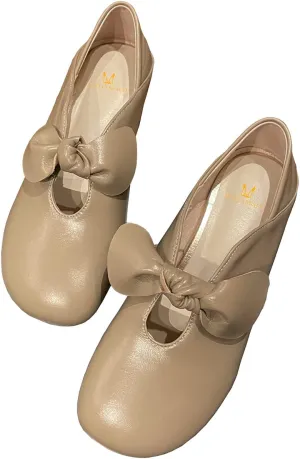 MOOMMO Women Comfortable Bow Flat Loafers Square Closed Toe Slip On Penny Loafers Cutout Flat Heel Dress Loafer Flats Bowknot Office Ladies Girls Casual Club Church Driving Flats Cute Summer 4-13 M US