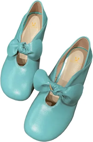 MOOMMO Women Comfortable Bow Flat Loafers Square Closed Toe Slip On Penny Loafers Cutout Flat Heel Dress Loafer Flats Bowknot Office Ladies Girls Casual Club Church Driving Flats Cute Summer 4-13 M US
