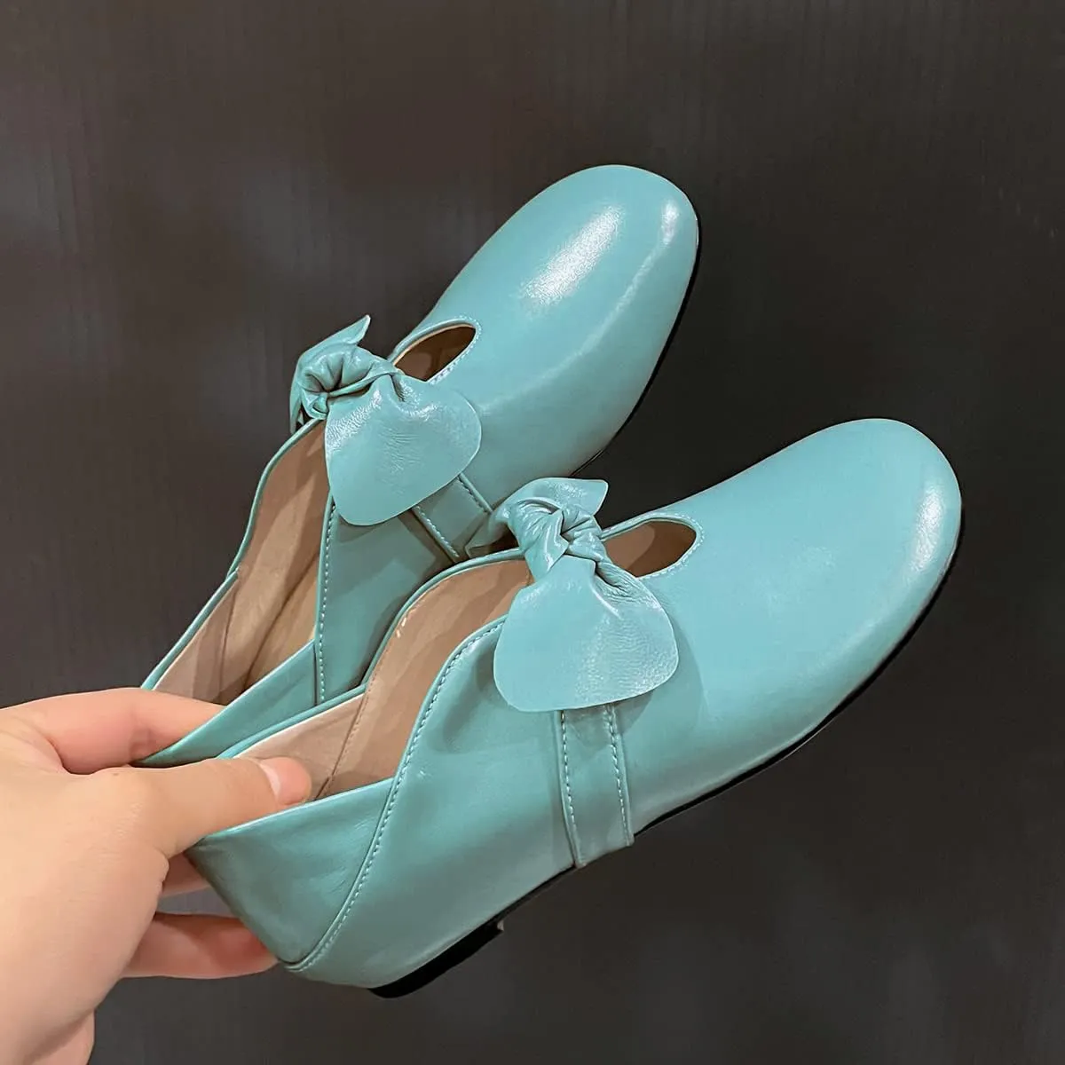MOOMMO Women Comfortable Bow Flat Loafers Square Closed Toe Slip On Penny Loafers Cutout Flat Heel Dress Loafer Flats Bowknot Office Ladies Girls Casual Club Church Driving Flats Cute Summer 4-13 M US