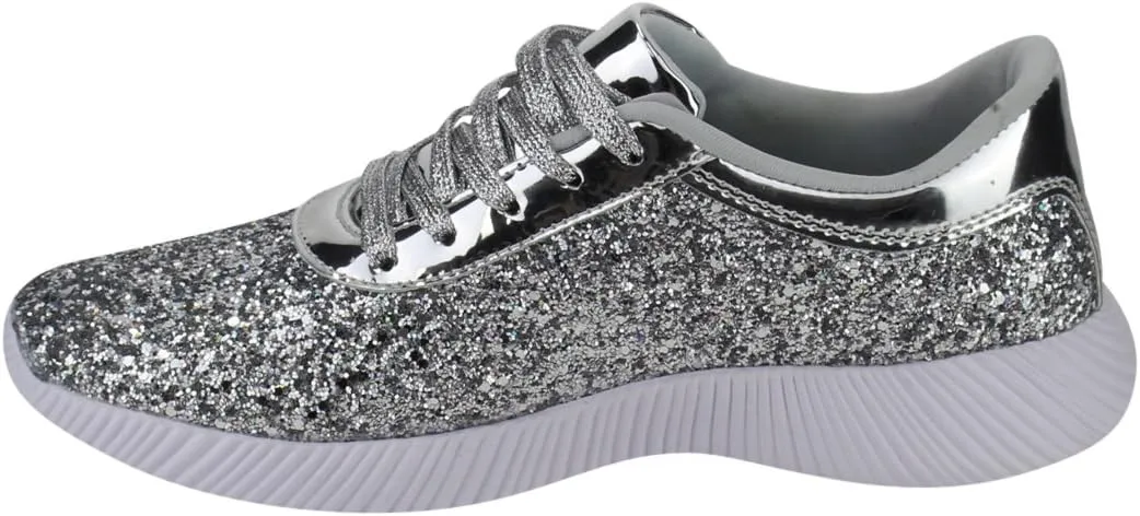 Nature Breeze Rosemarie-01 Womens Metallic Sparkling Bling Glitter Bomb Fashion Sneaker