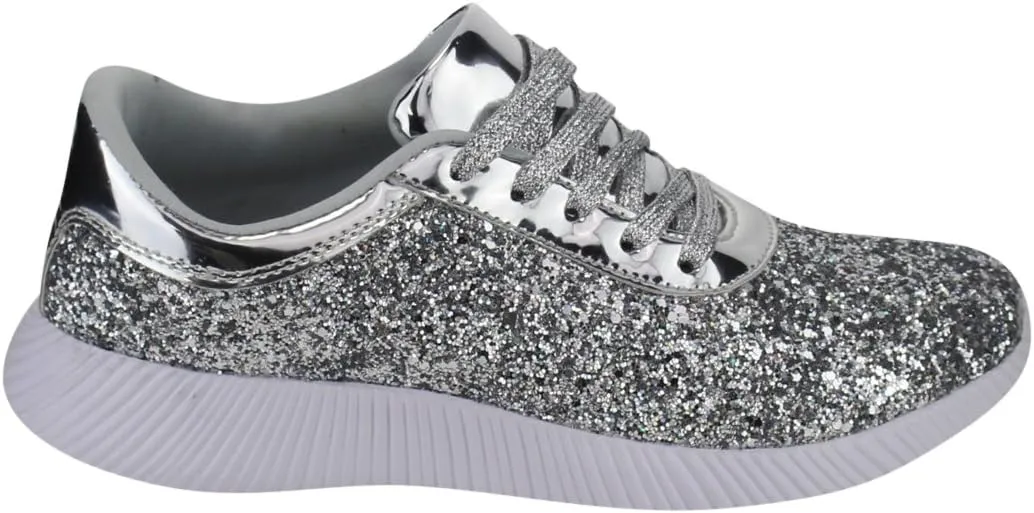 Nature Breeze Rosemarie-01 Womens Metallic Sparkling Bling Glitter Bomb Fashion Sneaker