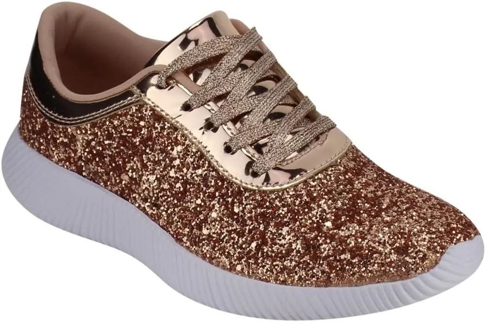 Nature Breeze Rosemarie-01 Womens Metallic Sparkling Bling Glitter Bomb Fashion Sneaker