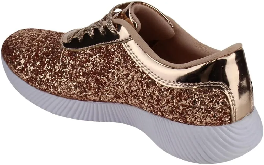 Nature Breeze Rosemarie-01 Womens Metallic Sparkling Bling Glitter Bomb Fashion Sneaker
