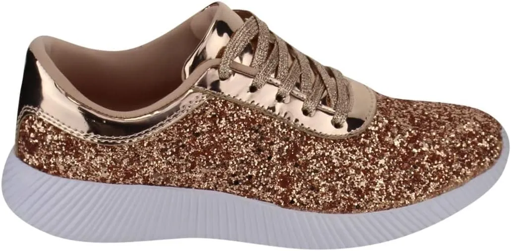 Nature Breeze Rosemarie-01 Womens Metallic Sparkling Bling Glitter Bomb Fashion Sneaker