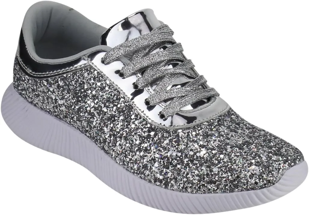 Nature Breeze Rosemarie-01 Womens Metallic Sparkling Bling Glitter Bomb Fashion Sneaker