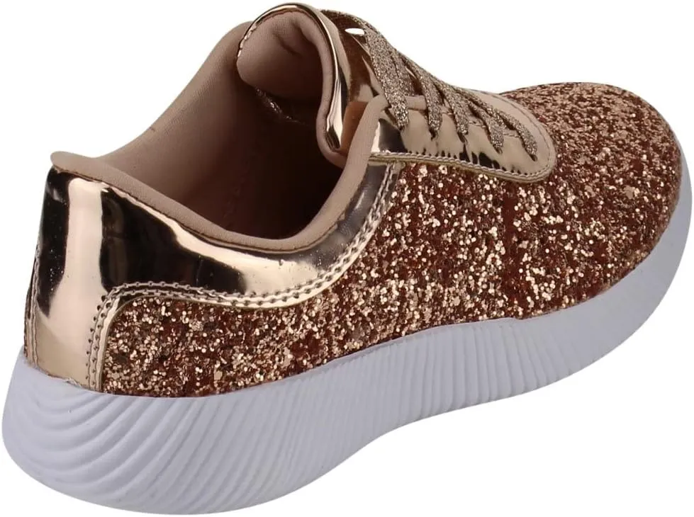 Nature Breeze Rosemarie-01 Womens Metallic Sparkling Bling Glitter Bomb Fashion Sneaker
