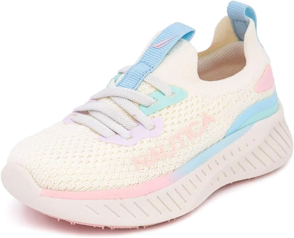 Nautica Girls Toddler Knit Slip-On Sneakers with Max Comfort Sole, Bungee Closure, Tennis Running Shoes for School and Play (Toddler/Little Kid)