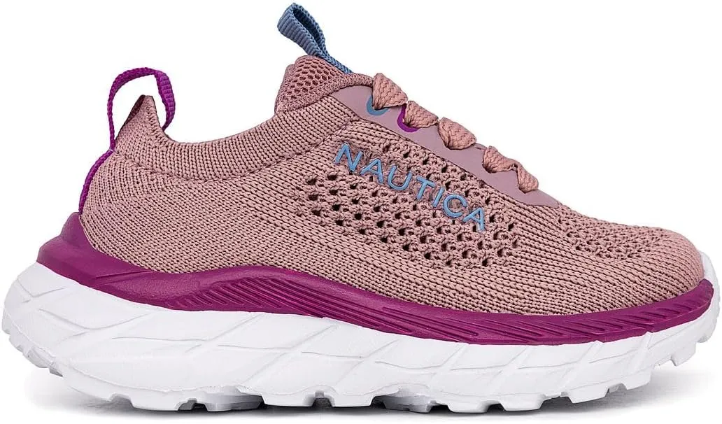 Nautica Girls Toddler Knit Slip-On Sneakers with Max Comfort Sole, Bungee Closure, Tennis Running Shoes for School and Play (Toddler/Little Kid)