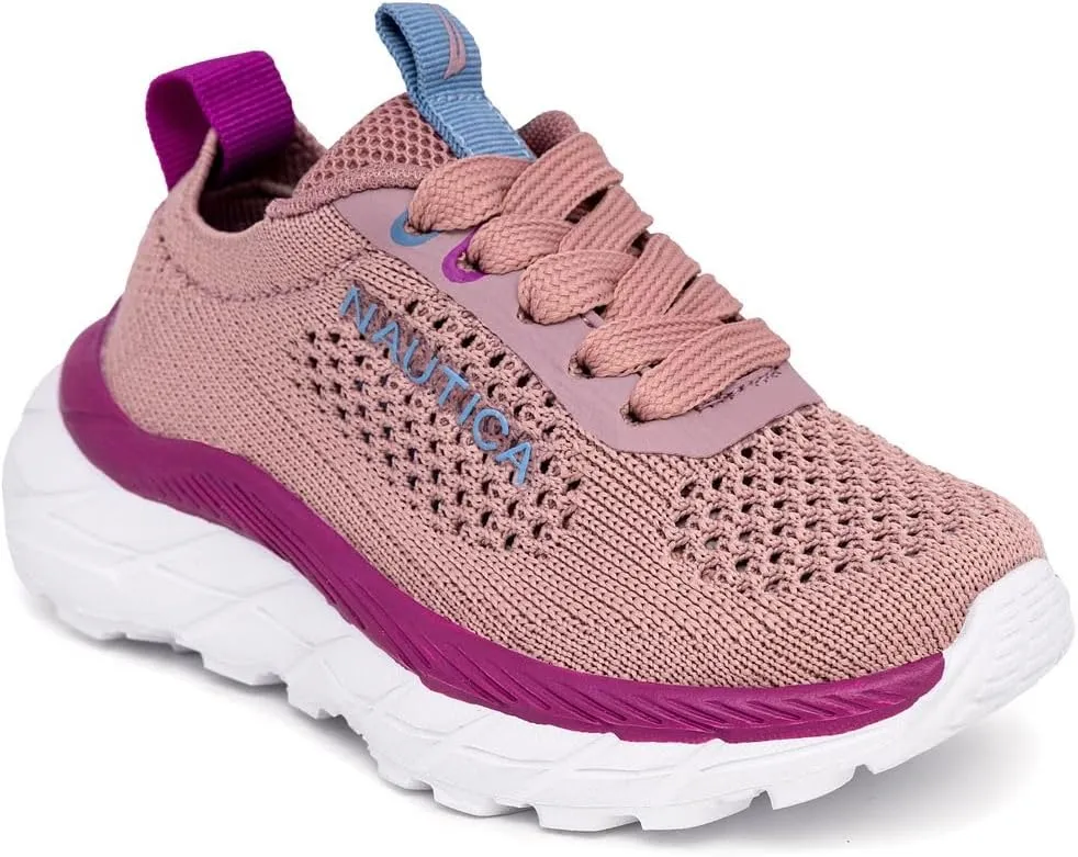 Nautica Girls Toddler Knit Slip-On Sneakers with Max Comfort Sole, Bungee Closure, Tennis Running Shoes for School and Play (Toddler/Little Kid)