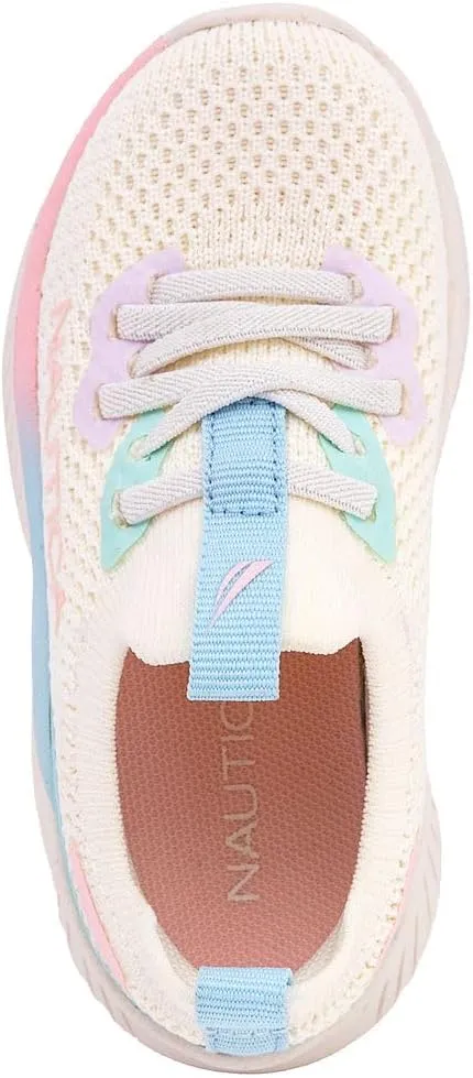 Nautica Girls Toddler Knit Slip-On Sneakers with Max Comfort Sole, Bungee Closure, Tennis Running Shoes for School and Play (Toddler/Little Kid)