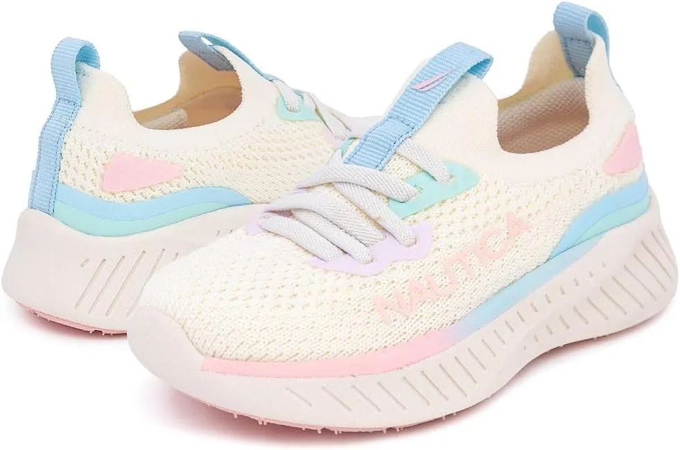 Nautica Girls Toddler Knit Slip-On Sneakers with Max Comfort Sole, Bungee Closure, Tennis Running Shoes for School and Play (Toddler/Little Kid)