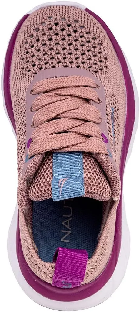 Nautica Girls Toddler Knit Slip-On Sneakers with Max Comfort Sole, Bungee Closure, Tennis Running Shoes for School and Play (Toddler/Little Kid)