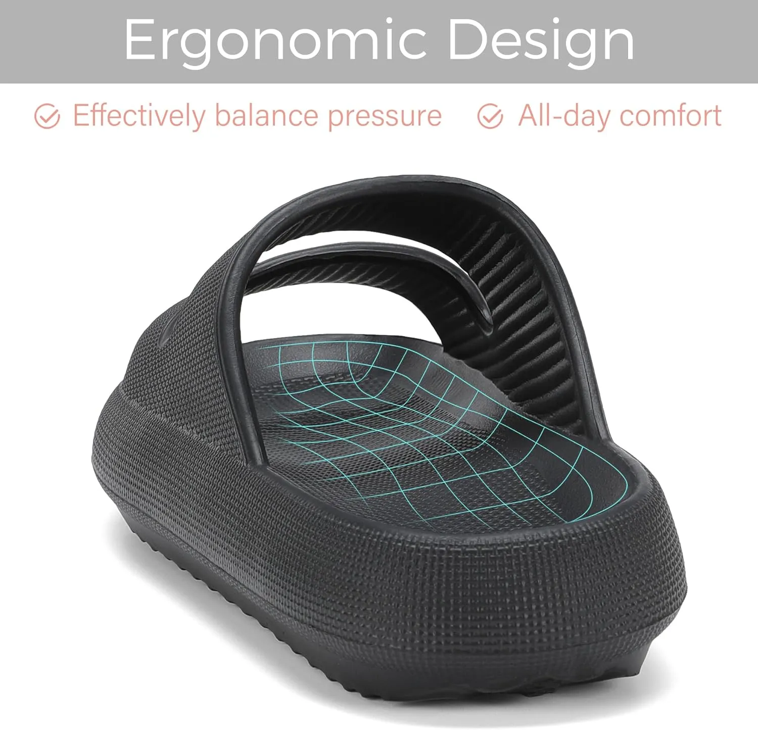 NineCiFun Unisex Pillow Slippers Cloud Slides for Women and Men Platform Slide Sandals with Arch Support