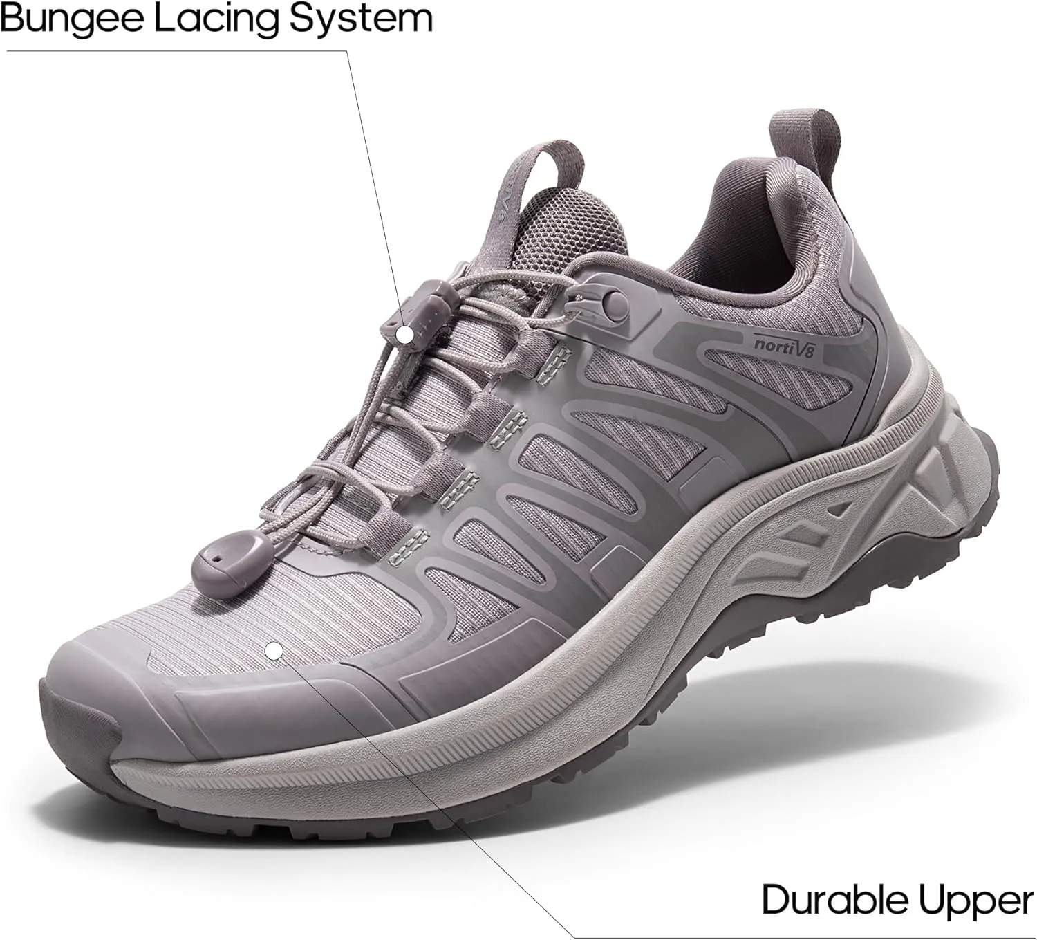 NORTIV 8 Women's Quick Laces Hiking Shoes Lightweight Walking Outdoors Trekking Trails Camping Casual Sneakers