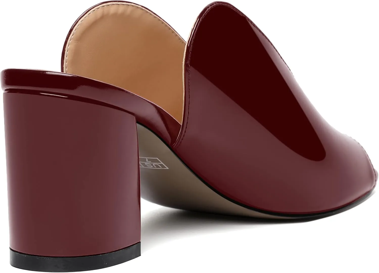 NUMALEO Womens Evening Patent Casual Slip On Round Toe Chunky Mid Heel Sandals 2.5 Inch