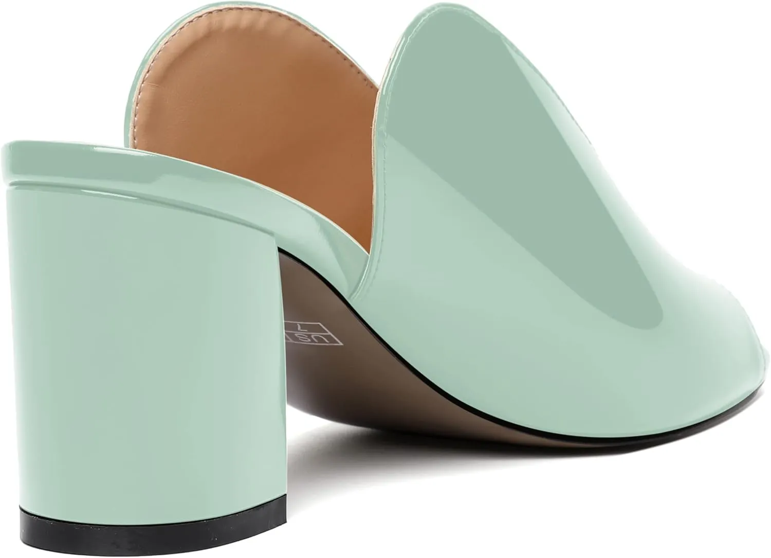 NUMALEO Womens Evening Patent Casual Slip On Round Toe Chunky Mid Heel Sandals 2.5 Inch
