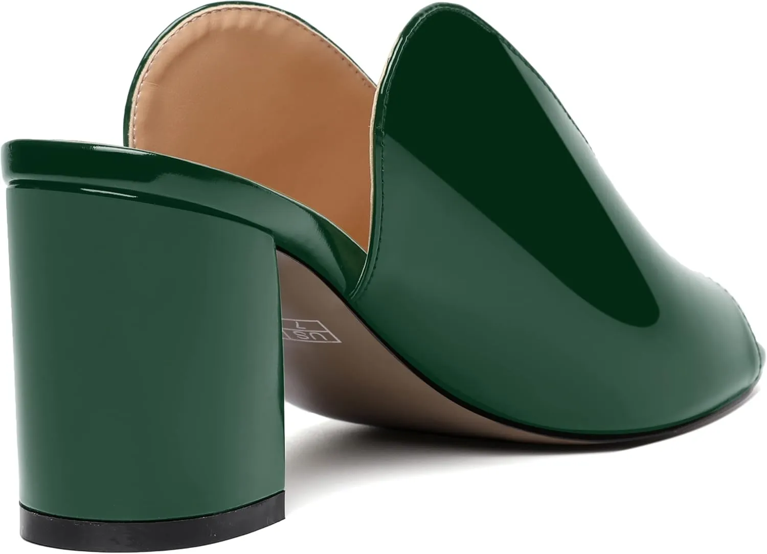 NUMALEO Womens Evening Patent Casual Slip On Round Toe Chunky Mid Heel Sandals 2.5 Inch