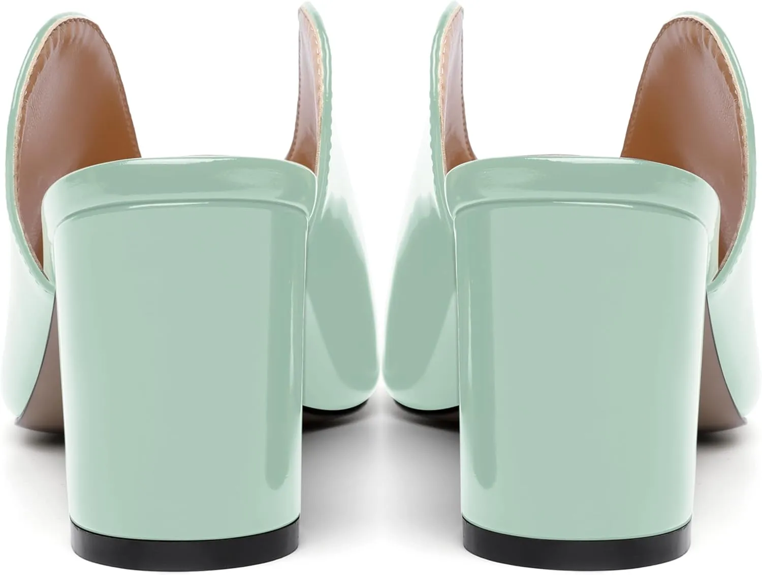 NUMALEO Womens Evening Patent Casual Slip On Round Toe Chunky Mid Heel Sandals 2.5 Inch