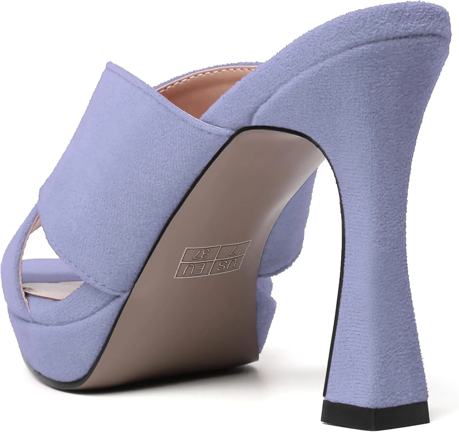 NUMALEO Womens Pointed Toe Suede Party Slip On Cute Solid Spool High Heel Platforms Sandals 4 Inch