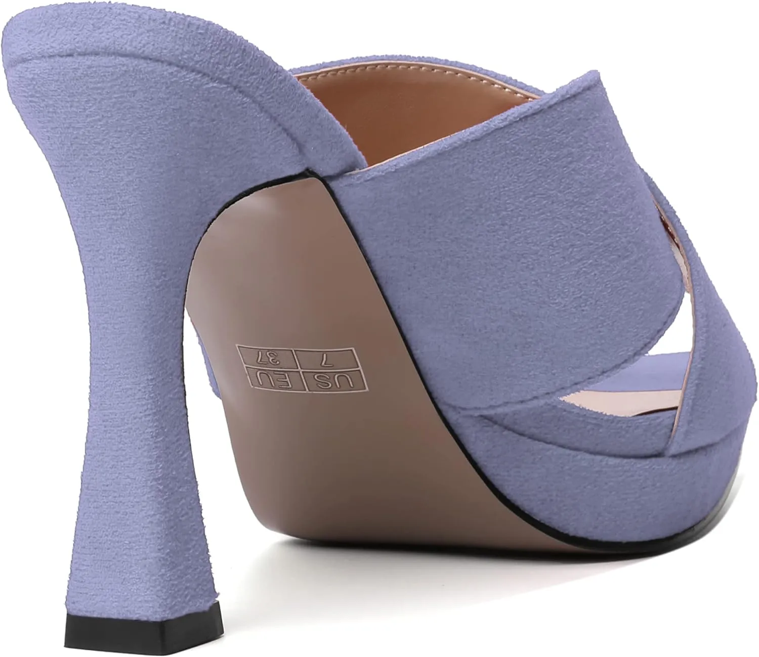 NUMALEO Womens Pointed Toe Suede Party Slip On Cute Solid Spool High Heel Platforms Sandals 4 Inch